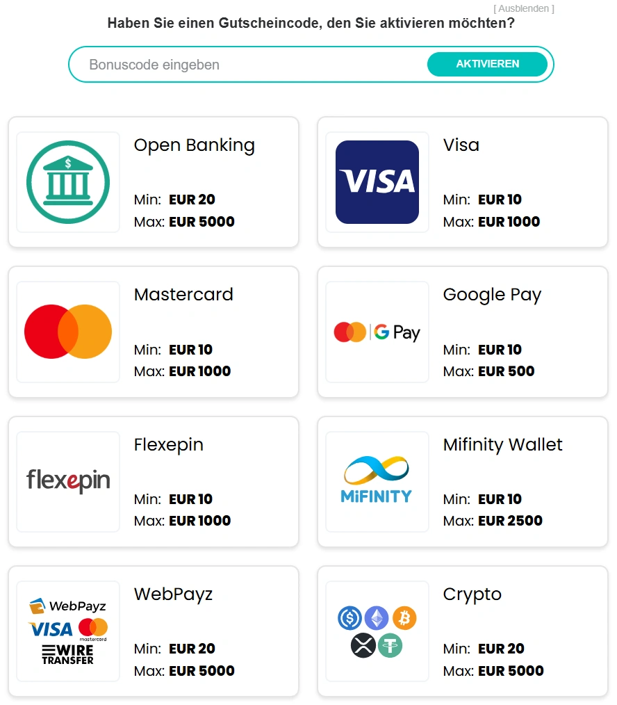 Casino-Banking bei Spininio