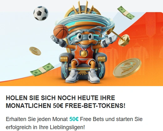 Monatliche 50€ Free-Bet-Tokens